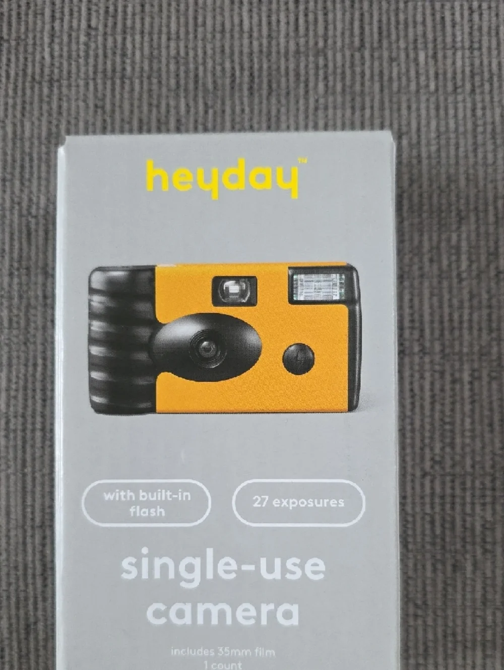 heyday Single-Use Film Camera —Two (1) Yellow and (1) Black, 27 Exposures Each